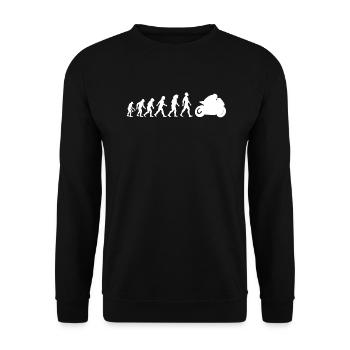 Motorrad Motorsport Motorräder Evolution - Unisex Pullover - Schwarz - Vorne - Alina (178cm) & Michal (187cm)