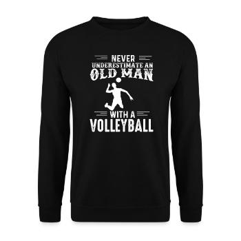 Vieil homme avec volley-ball - Sweat-shirt Unisexe - noir - Devant - Alina (178cm) & Michal (187cm)