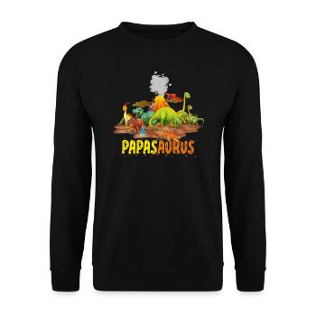 Papasaurus père de papa dinosaure rétro drôle - Sweat-shirt Unisexe - noir - Devant - Alina (178cm) & Michal (187cm)
