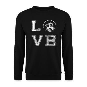 Liebe Schlagzeug Drumsticks Schlagzeuger Rock - Unisex Pullover - Schwarz - Vorne - Alina (178cm) & Michal (187cm)
