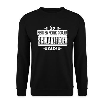 Schlagzeug Drumsticks Schlagzeuger Rock - Unisex Pullover - Schwarz - Vorne - Alina (178cm) & Michal (187cm)