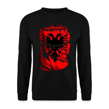 Flag of Albania, broken or torn cloth effect - Unisex Sweatshirt - black - Front - Alina (178cm) & Michal (187cm)