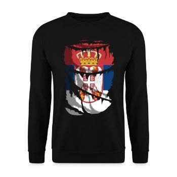 Flag of Serbia, broken or torn cloth effect - Unisex Sweatshirt - black - Front - Alina (178cm) & Michal (187cm)