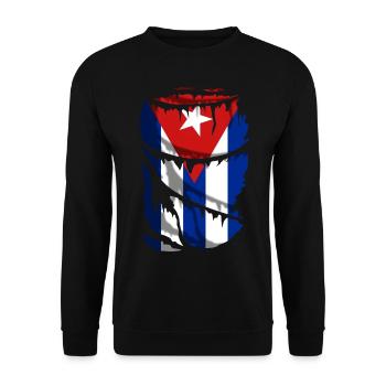 Flag of Cuba, broken fabric effect - Unisex Sweatshirt - black - Front - Alina (178cm) & Michal (187cm)