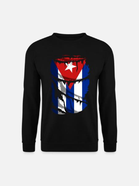 Flagge Kubas, Broken Fabric Effekt - Unisex Pullover - Schwarz