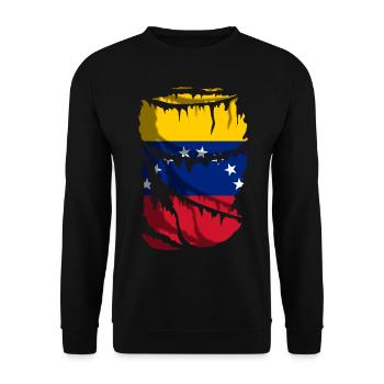 Drapeau du Venezuela, effet tissu déchiré, cassé - Sweat-shirt Unisexe - noir - Devant - Alina (178cm) & Michal (187cm)