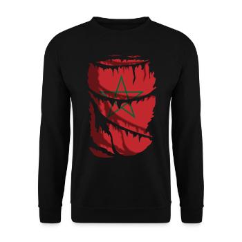 Flag of Morocco, worn fabric effect - Unisex Sweatshirt - black - Front - Alina (178cm) & Michal (187cm)
