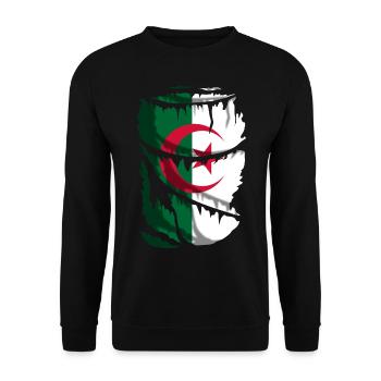 Flag of Algeria, with a broken fabric effect - Unisex Sweatshirt - black - Front - Alina (178cm) & Michal (187cm)