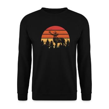 Chasseurs de bois vintage de la forêt de cerfs - Sweat-shirt Unisexe - noir - Devant - Alina (178cm) & Michal (187cm)