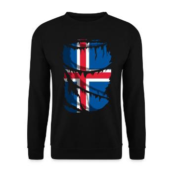 Flag of Iceland, broken or worn fabric effect - Unisex Sweatshirt - black - Front - Alina (178cm) & Michal (187cm)