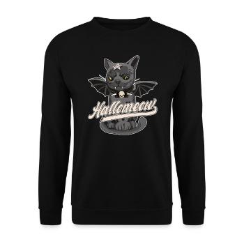 Chat Avec Des Ailes, Halloween, Hallomeow - Sweat-shirt Unisexe - noir - Devant - Alina (178cm) & Michal (187cm)