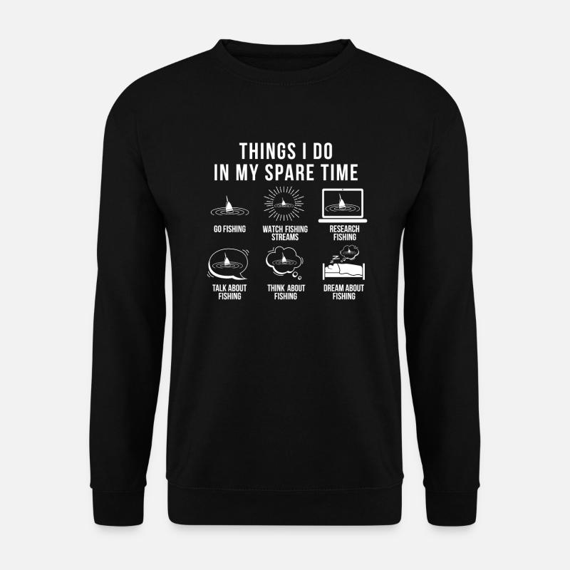 Angeln Freizeit Spruch Fischen Angelrute Fischer - Unisex Pullover - Schwarz