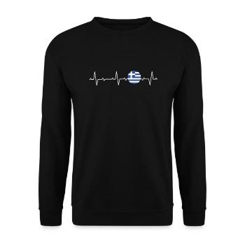 Greece Greek Flag Greek Heartbeat - Unisex Sweatshirt - black - Front - Alina (178cm) & Michal (187cm)