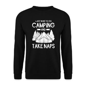 I just want to go Camping and take naps - Unisex Sweatshirt - black - Front - Alina (178cm) & Michal (187cm)