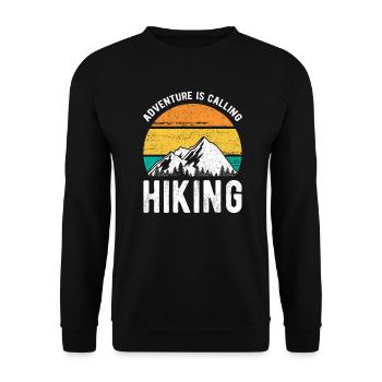 Adventure is Calling Hiking - Unisex Pullover - Schwarz - Vorne - Alina (178cm) & Michal (187cm)
