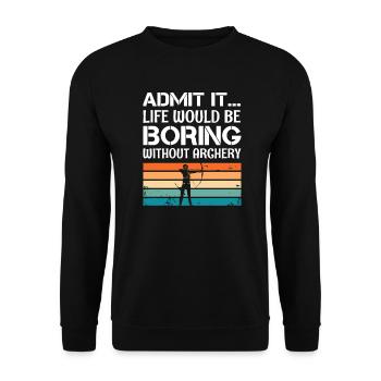 Archery Archer Longbow Target - Unisex Sweatshirt - black - Front - Alina (178cm) & Michal (187cm)