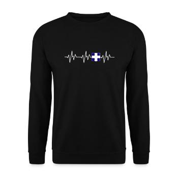 Greece Greek flag Greek heartbeat - Unisex Sweatshirt - black - Front - Alina (178cm) & Michal (187cm)