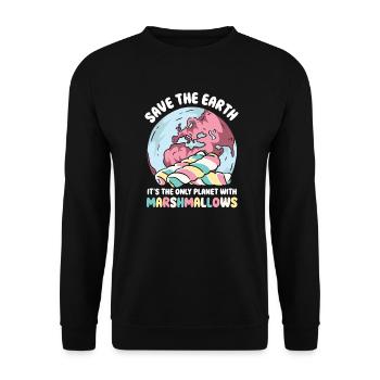 Sauvez la planète seule avec les guimauves - Sweat-shirt Unisexe - noir - Devant - Alina (178cm) & Michal (187cm)
