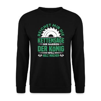 Holz Machen Kettensäge Brennholz Forst Motorsägen - Unisex Pullover - Schwarz - Vorne - Alina (178cm) & Michal (187cm)