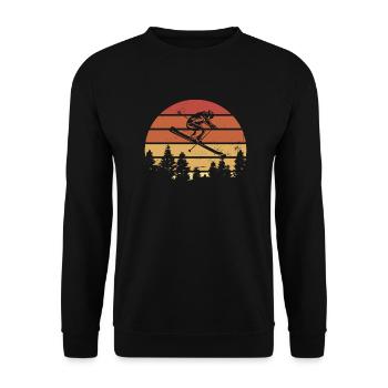 Skier Skiing Après Ski Retro - Unisex Sweatshirt - black - Front - Alina (178cm) & Michal (187cm)