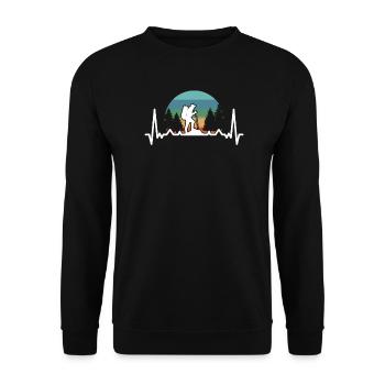Montagnes Heartbeat Randonnée Alpinisme Aventure - Sweat-shirt Unisexe - noir - Devant - Alina (178cm) & Michal (187cm)