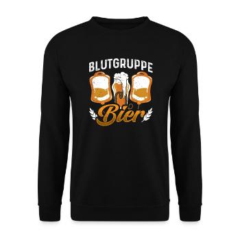 Drinking - Blutgruppe Bier - Unisex Pullover - Schwarz - Vorne - Alina (178cm) & Michal (187cm)