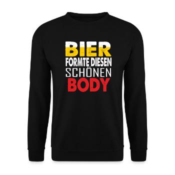 Bier formte diesen schönen body Biertrinker kostüm - Unisex Pullover - Schwarz - Vorne - Alina (178cm) & Michal (187cm)