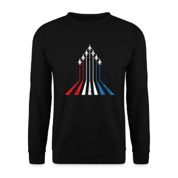 American Flag USA Airplane Jet Fighter 4th of July - Unisex Sweatshirt - black - Front - Alina (178cm) & Michal (187cm)