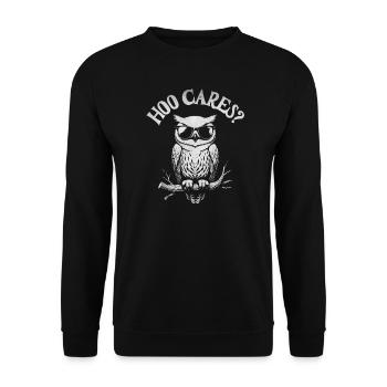 Hoo Cares Owl - Unisex Sweatshirt - black - Front - Alina (178cm) & Michal (187cm)