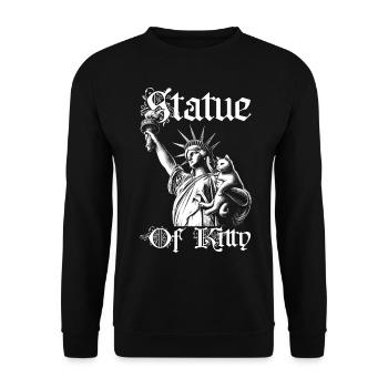 Chat Liberty Drôle Liberty Tenant Chat Blanc - Sweat-shirt Unisexe - noir - Devant - Alina (178cm) & Michal (187cm)