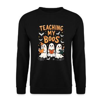 Halloween - Teaching my Boos - Unisex Pullover - Schwarz - Vorne - Alina (178cm) & Michal (187cm)
