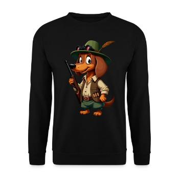 Witzger Jagdhund für einen Jäger mit Hund - Unisex Pullover - Schwarz - Vorne - Alina (178cm) & Michal (187cm)