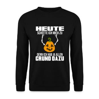 Happy Bier Halloween-Party Trinkspruch am Festzelt - Unisex Pullover - Schwarz - Vorne - Alina (178cm) & Michal (187cm)