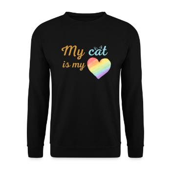 Meine Katze ist mein liebevolles Regenbogenblau - Unisex Pullover - Schwarz - Vorne - Alina (178cm) & Michal (187cm)