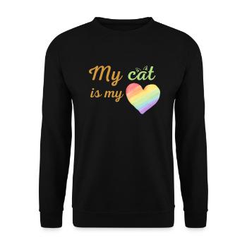 Meine Katze ist mein liebevolles Regenbogengrün - Unisex Pullover - Schwarz - Vorne - Alina (178cm) & Michal (187cm)