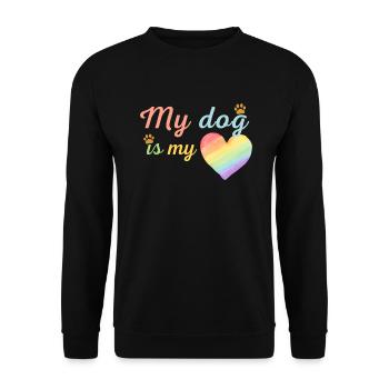 Mein Hund ist mein liebevolles Regenbogenblau - Unisex Pullover - Schwarz - Vorne - Alina (178cm) & Michal (187cm)