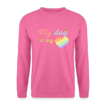 Mein Hund ist mein liebevolles Regenbogenblau - Unisex Pullover - Pink - Vorne