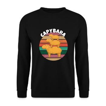 Capybara family - Unisex Sweatshirt - black - Front - Alina (178cm) & Michal (187cm)