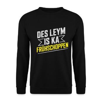 Frankenwaldshirts - Des Leym is ka Frühschoppen - Unisex Pullover - Schwarz - Vorne - Alina (178cm) & Michal (187cm)