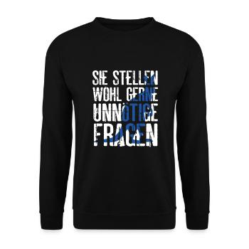 Sie stellen wohl gerne unnötige Fragen Känguru - Unisex Pullover - Schwarz - Vorne - Alina (178cm) & Michal (187cm)