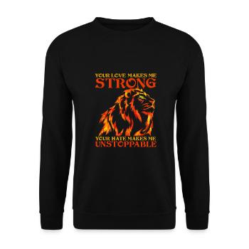 Signe du zodiaque Leo Love Strong Hate Unstoppable - Sweat-shirt Unisexe - noir - Devant - Alina (178cm) & Michal (187cm)