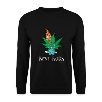 Best Buds Weed Gras Pizza Best friends smoking pot - Unisex Sweatshirt - black - Front - Alina (178cm) & Michal (187cm)
