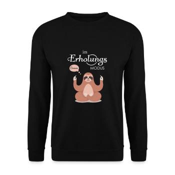 Faultier Sloth Im Erholungsmodus Yoga Erholung - Unisex Pullover - Schwarz - Vorne - Alina (178cm) & Michal (187cm)