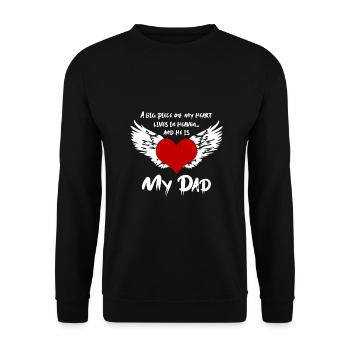 Big Place Of My Heart Lives in Heaven Dad - Unisex Pullover - Schwarz - Vorne - Alina (178cm) & Michal (187cm)