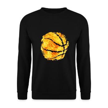 Fire basketball with torn outlines design - Unisex Sweatshirt - black - Front - Alina (178cm) & Michal (187cm)