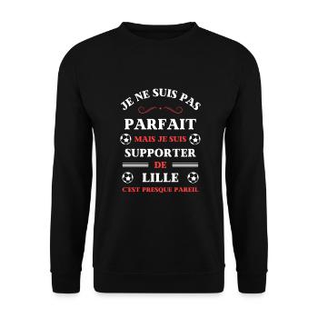 t shirt lille foot parfait humour lillois football - Sweat-shirt Unisexe - noir - Devant - Alina (178cm) & Michal (187cm)