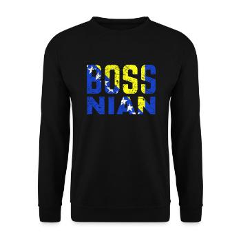 Bosnian - Boss - Funny - Unisex Sweatshirt - black - Front - Alina (178cm) & Michal (187cm)