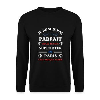 t shirt paris foot parfait humour paris football - Sweat-shirt Unisexe - noir - Devant - Alina (178cm) & Michal (187cm)