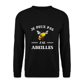 t shirt je peux pas j ai abeilles drole apiculteur - Sweat-shirt Unisexe - noir - Devant - Alina (178cm) & Michal (187cm)