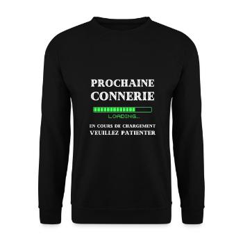 t shirt prochaine connerie en chargement geek - Sweat-shirt Unisexe - noir - Devant - Alina (178cm) & Michal (187cm)